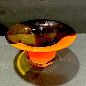 Vintage Teleflora Art Glass Orange/Brown